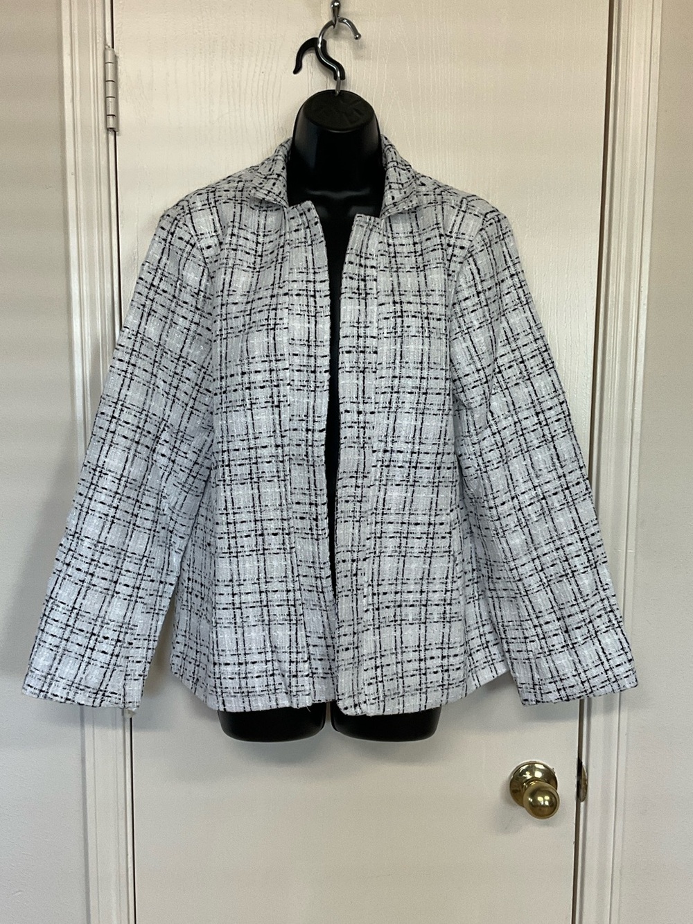 Elleven White & Black Tweed Jacket - Classic Open Front Coat
